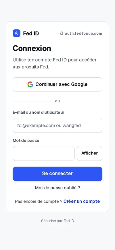 Page de connexion Fed ID sur mobile